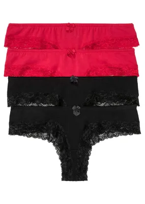 Bragas brasileñas (4 unidades) Negro-rojo